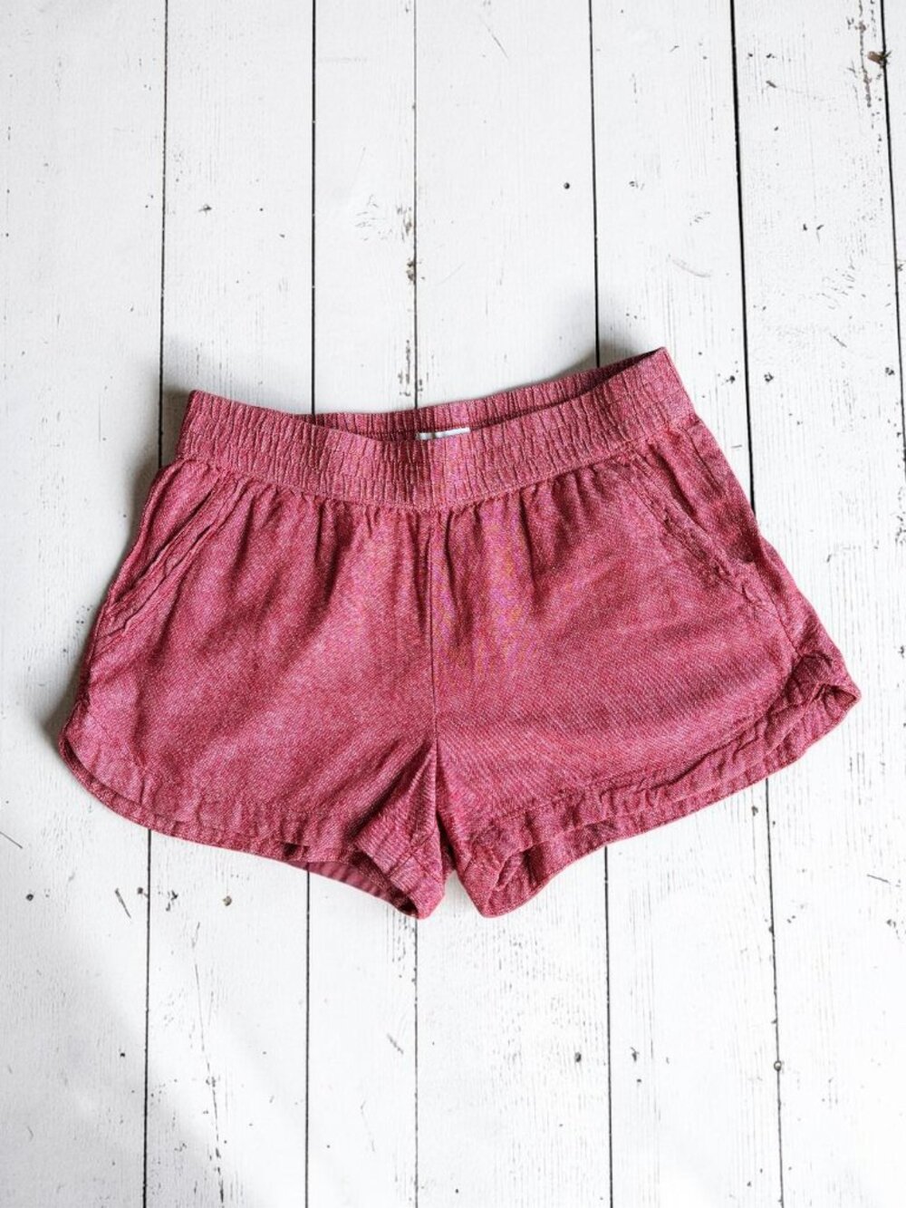 Maurices Red Linen Rayon Pull On Shorts Elastic Waist Coastal Summer Size M